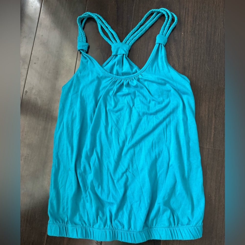Forever 21 Blue Ruched Tie Front Tank Top
